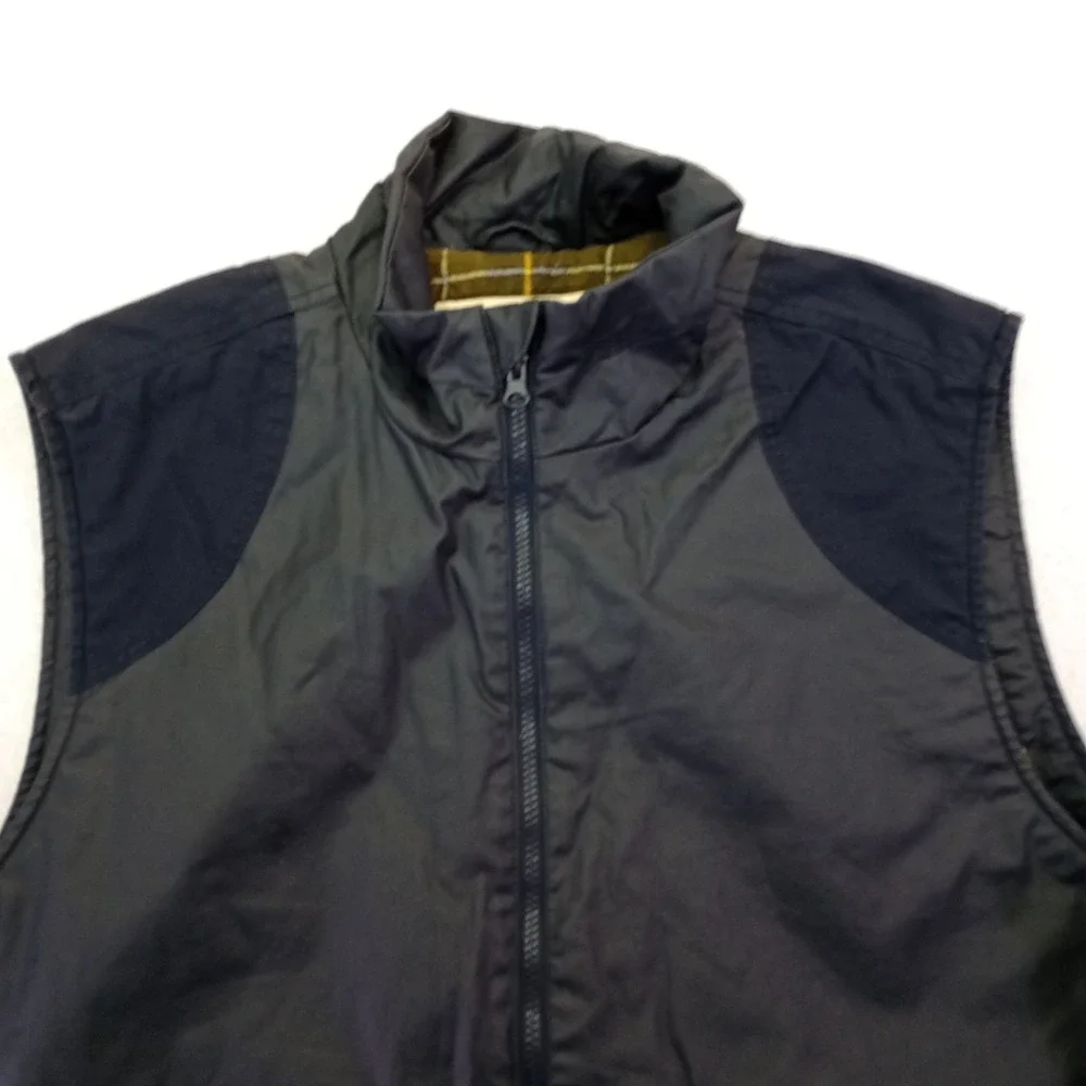 St. John's Bay Mens‎ Vest Navy Full Zip Plaid Lined Cotton Large